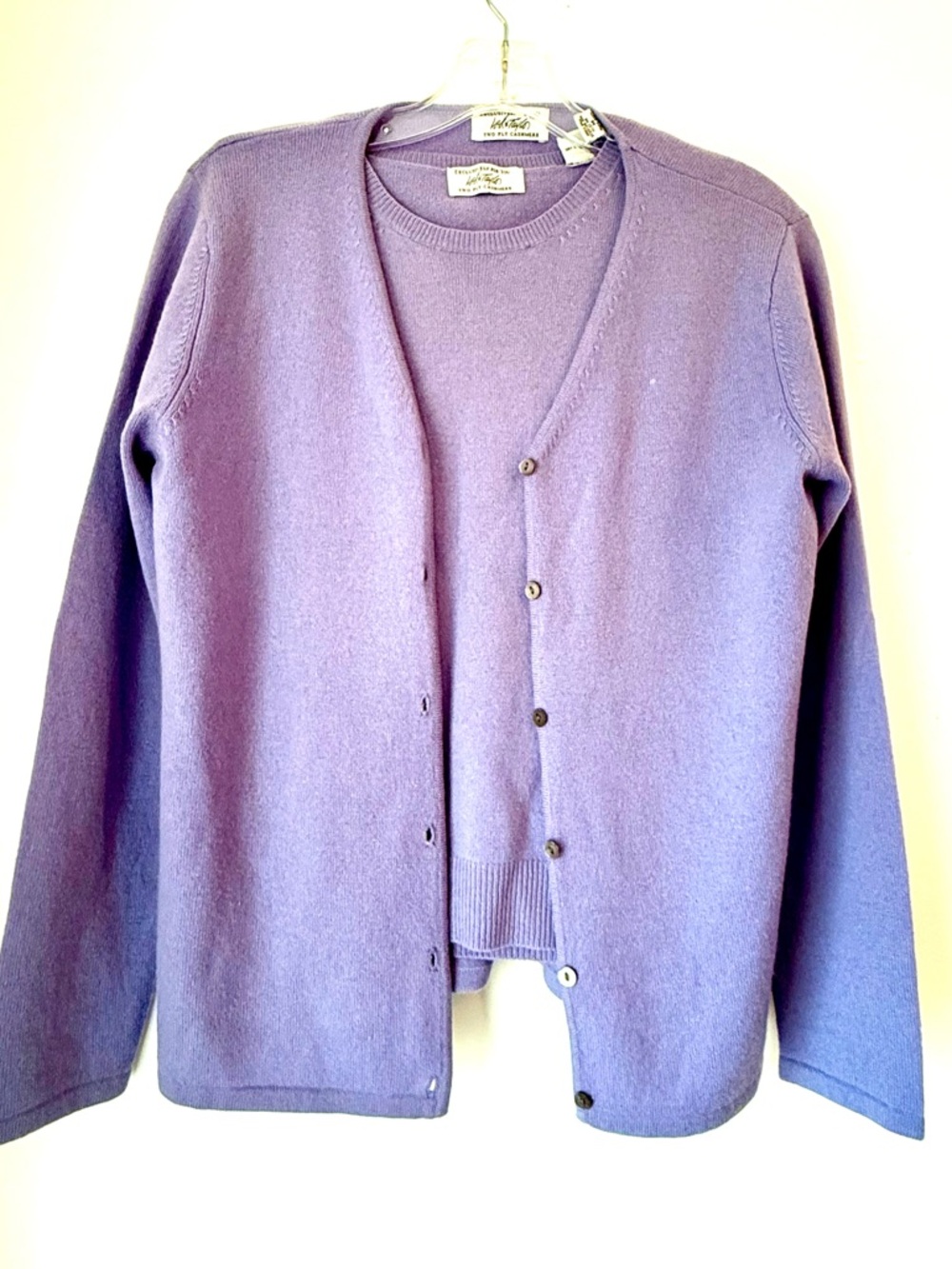 VTG Lord & Taylor Two Ply Lavender Cashmere Cardigan & Top Old Money Women S/M